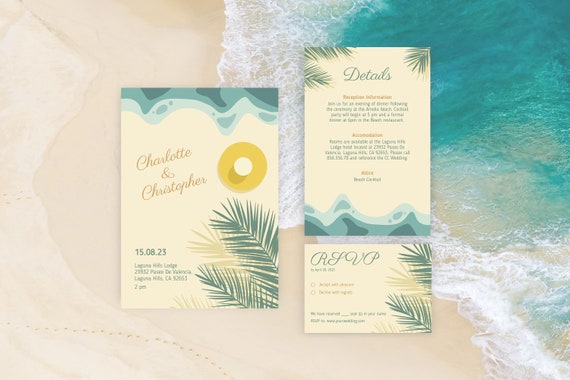 Beach Wedding Invitations Printable Files Beach Wedding Invitation