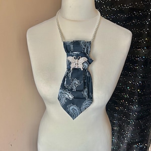 Collar de corbata unisex estilo chic preppy, estilo new wave, corbata vintage reciclada única