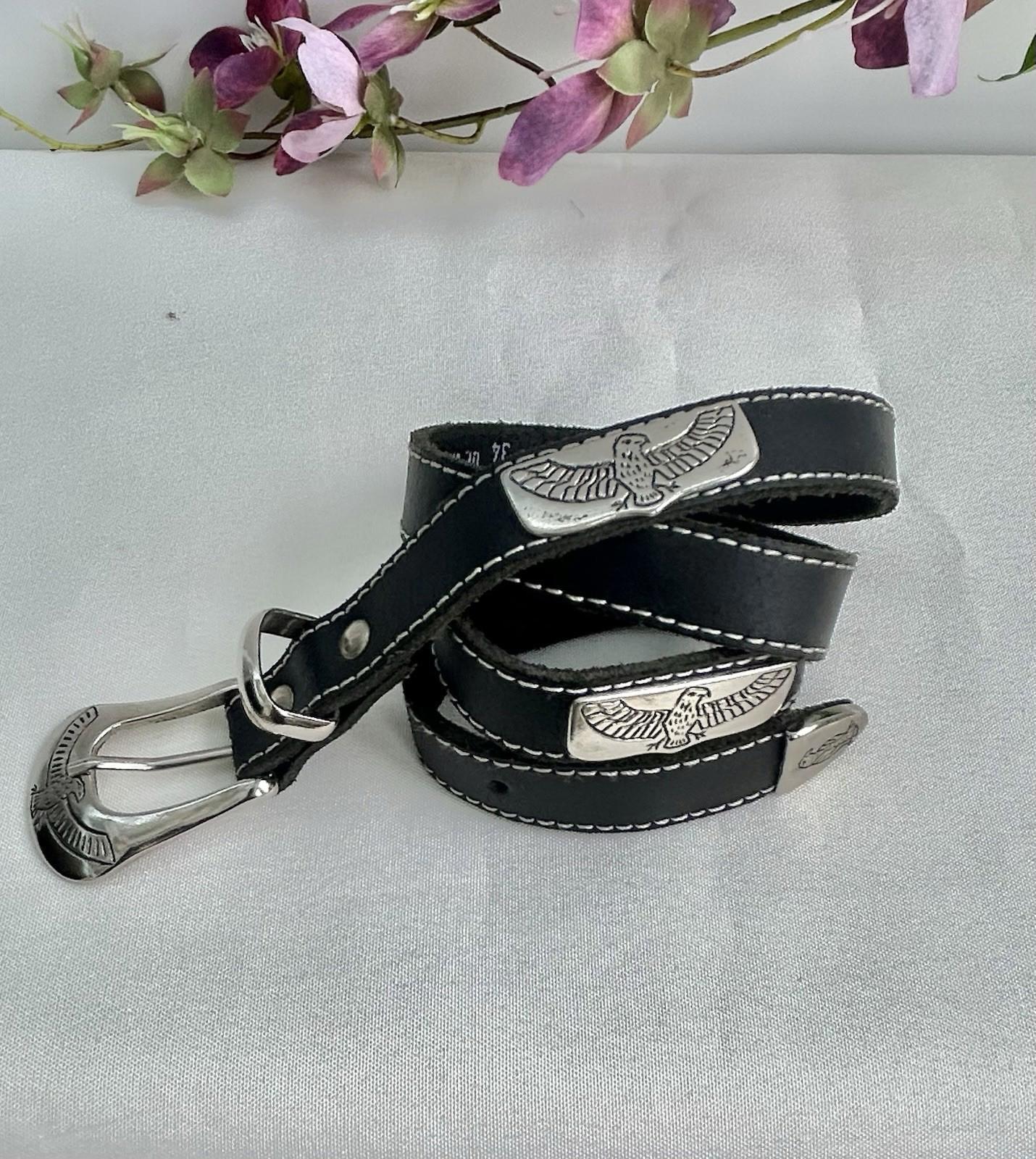 Vintage Harley Davidson Womens Black Leather Eagle Concho Studded Belt L Harley-Davidson Women main image 3