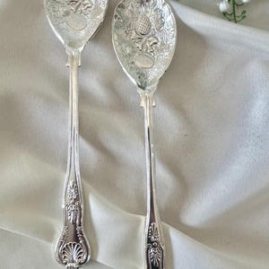 Silver Plate Embossed Fruit Serving Set Kings Pattern Grandmillennial Boho