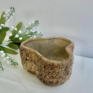 Hillstonia Bark Effect Stoneware Planter Rustic Mid Century Studio Pottery Vintage Quirky Bowl