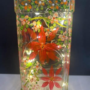 Handpainted Rechargeable Bottle Light Cottagecore Whimsical Flower Fairy Decor