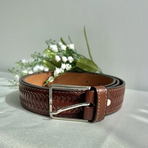 MOD DEP Women red brown leather belt 30-33” made in Italy Women main image 2