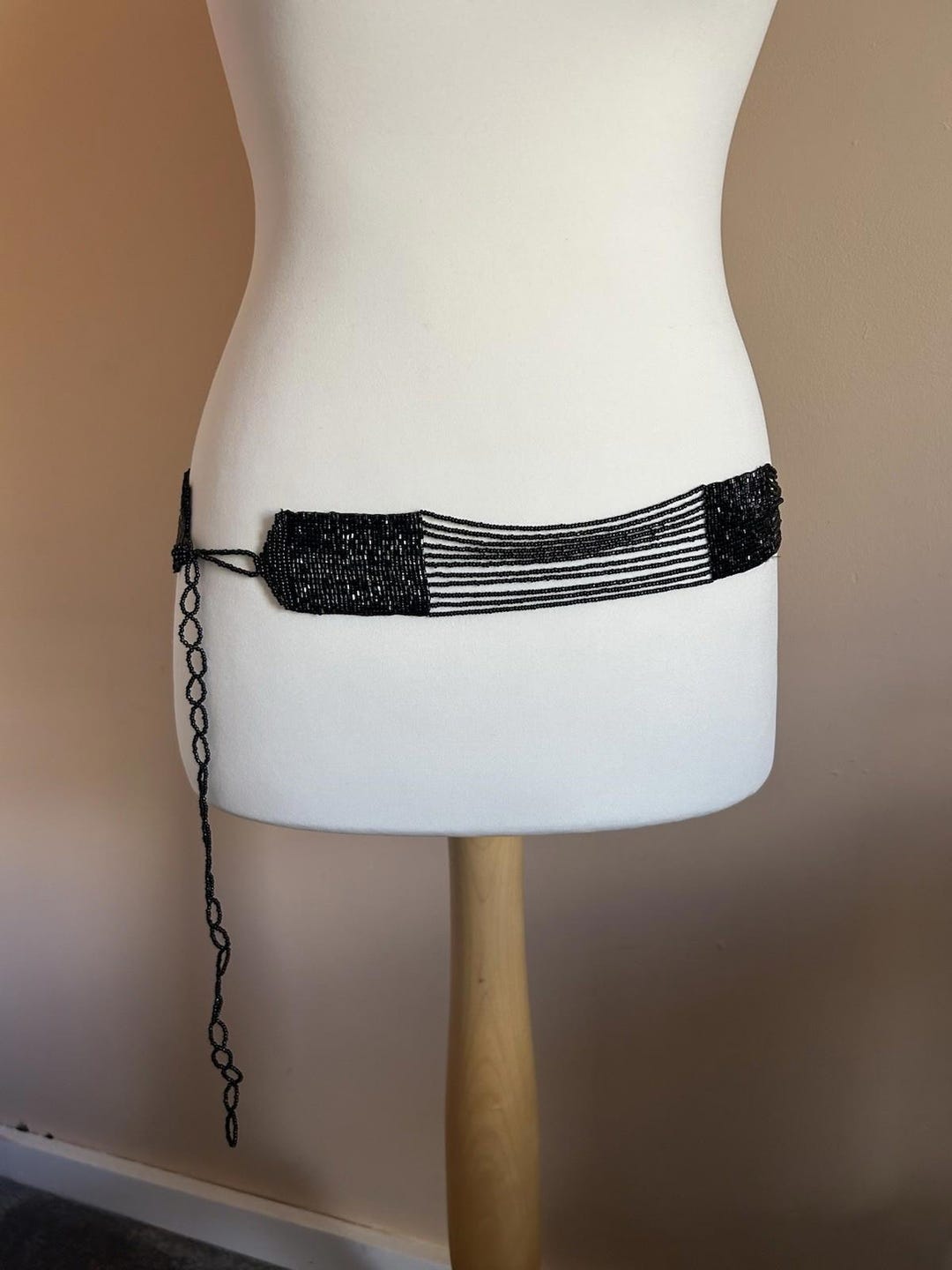 Vintage Multi Strand Glass Bead Cinch Belt Boho Waist 