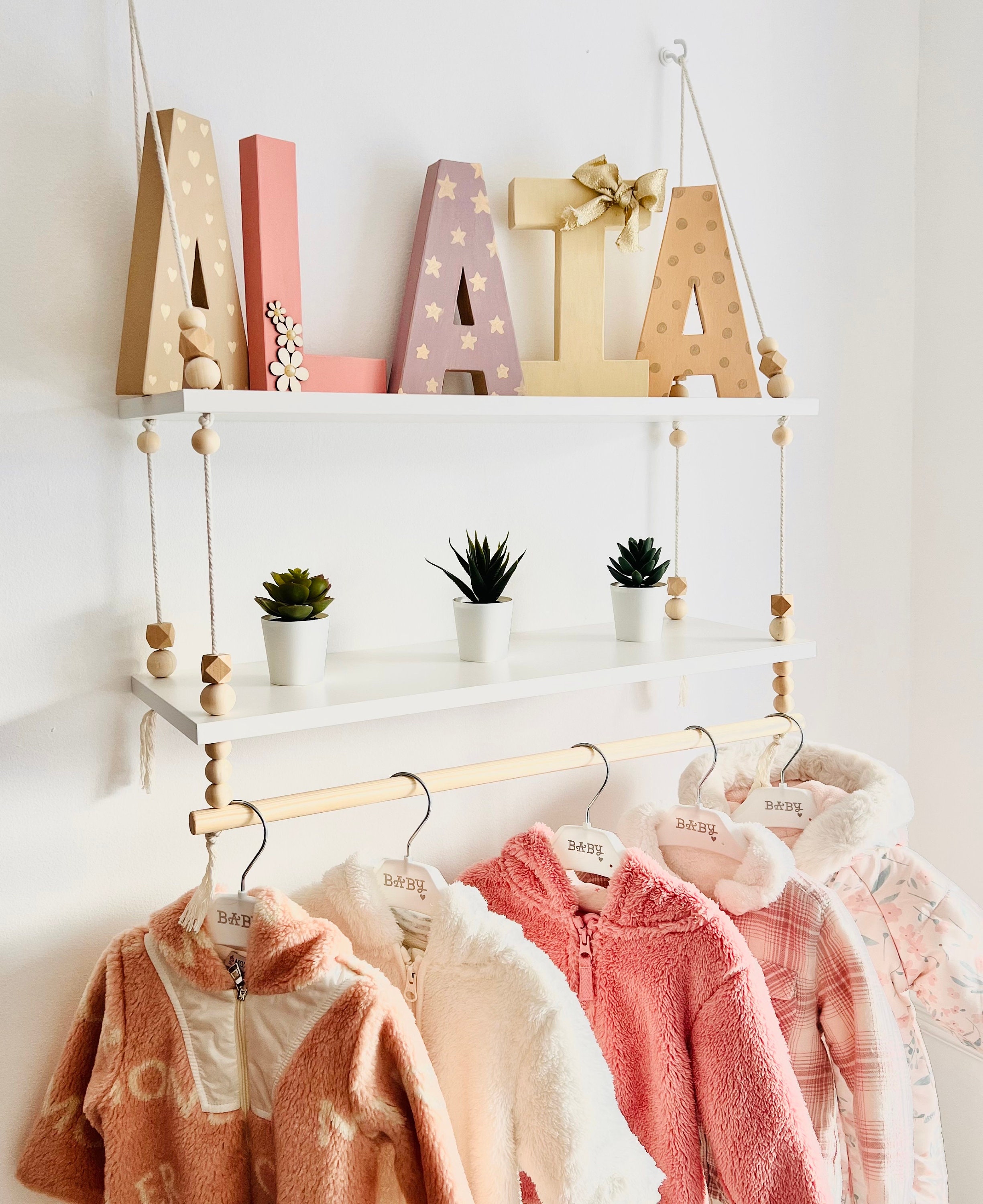 2 Tier Nursery Shelf With Clothes Rail White Shelf With Rail Etsy UK