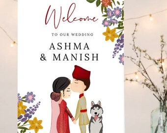 Nepali Reception Sign | Wedding Sign | Digital Sign with Dog/Pet