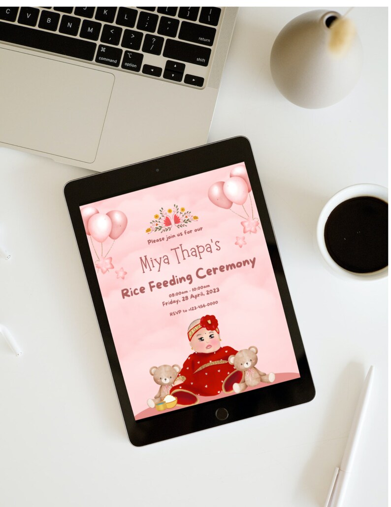 Custom Gunyo Cholo Pasni Invite | Rice Feeding, Annaprashanna Ceremony ...