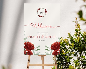 Minimal Modern Nepali Wedding Sign |  Hindu Wedding Poster | Digital Download