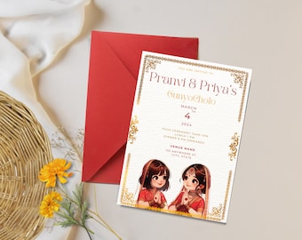Nepali Gunyo Choli| Bel Bibah| Invitation Card | Customize and Download