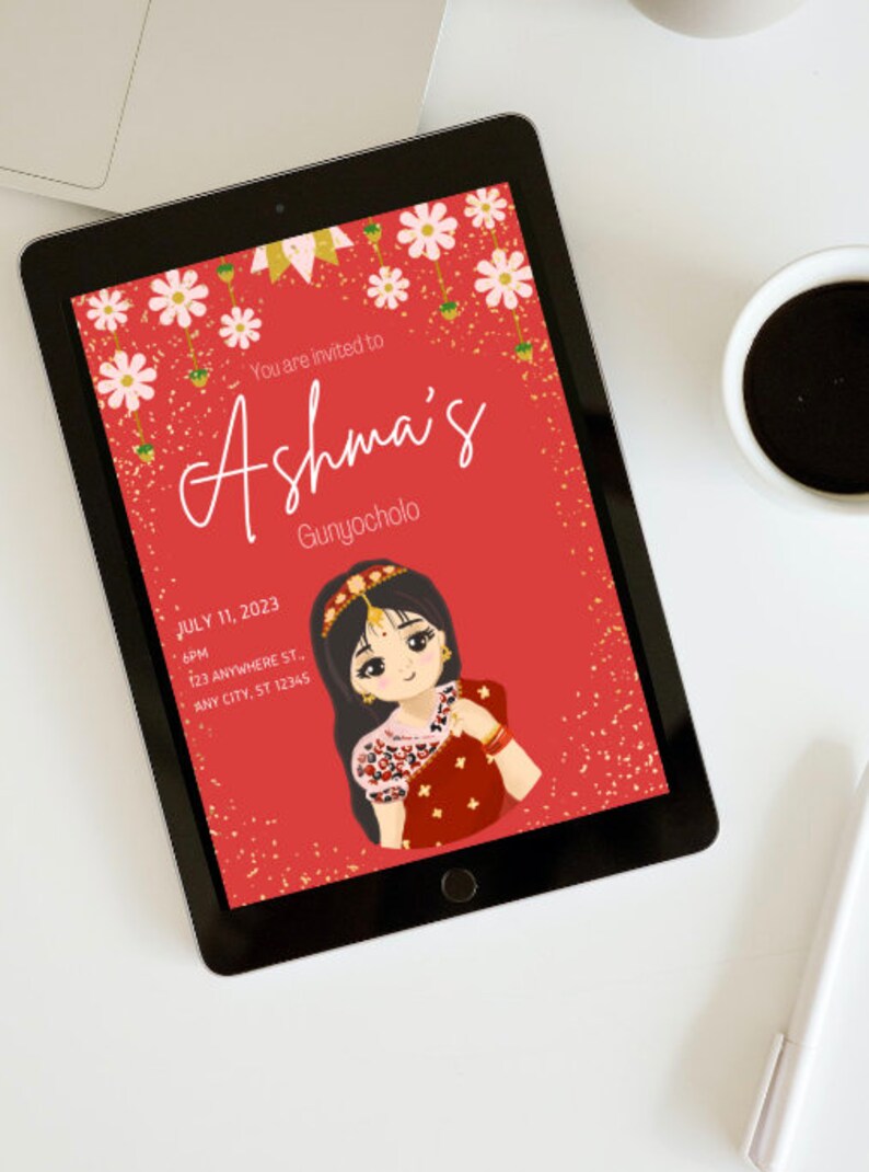 Nepali Gunyo Choli Invitation Card Customize and Download Etsy