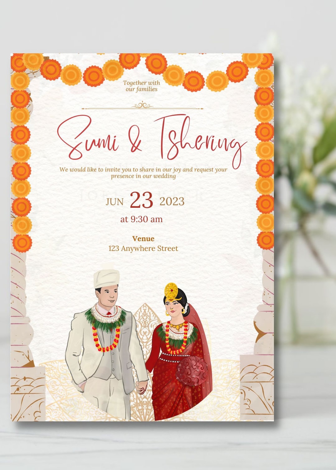 Rai Wedding Invite Nepali Wedding Invitation Card Digital Download Etsy