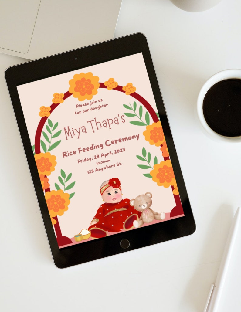 Custom Gunyo Cholo Pasni Invite | Rice Feeding, Annaprashanna Ceremony ...