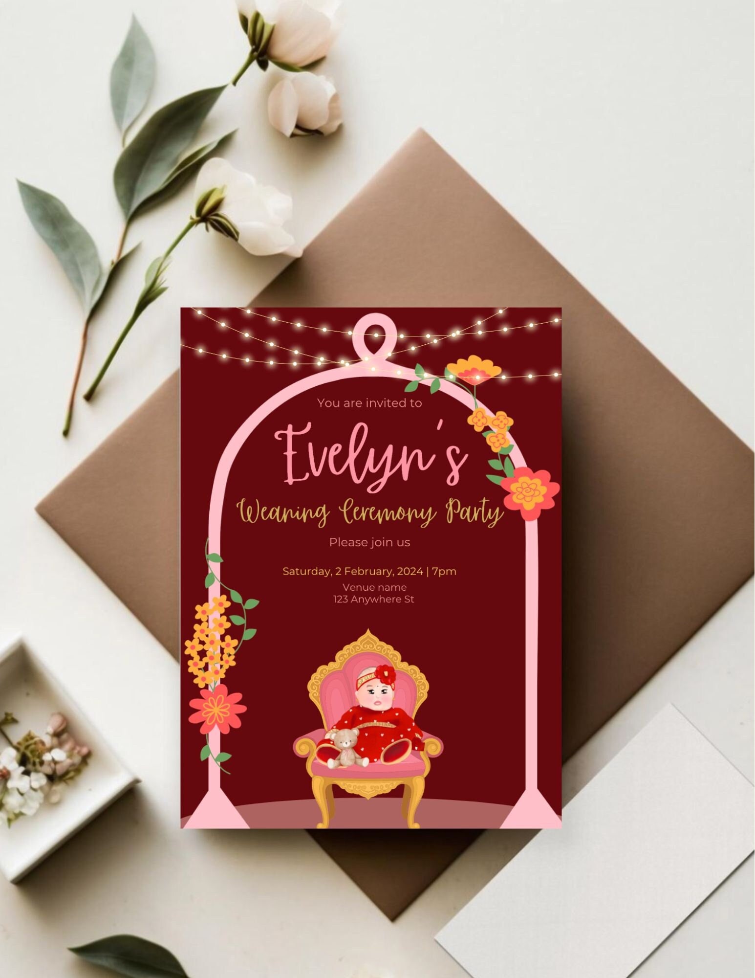 Custom Gunyo Cholo Pasni Invite | Rice Feeding, Annaprashanna Ceremony ...