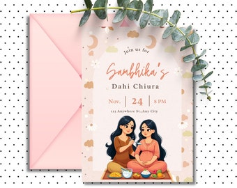 Dahi Chiura | Nepali baby shower invite |Digital Download