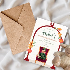 Custom gunyo cholo Pasni Invite | Rice Feeding, Annaprashanna Ceremony | Digital Printable Invites