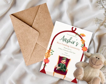 Custom gunyo cholo Pasni Invite | Rice Feeding, Annaprashanna Ceremony | Digital Printable Invites