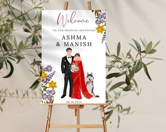 Nepali Minimal Modern Wedding Sign with Pet