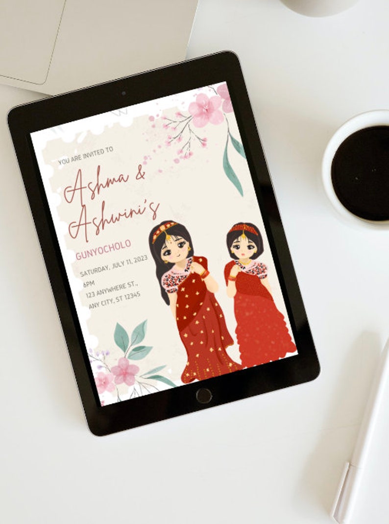 Nepali Gunyo Choli Invitation Card Customize and Download Etsy