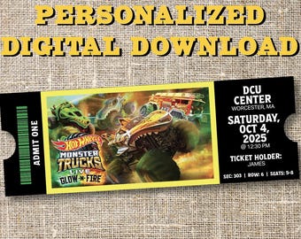 Monster Trucks LIVE Glow N Fire Printable Ticket | Personalized Download
