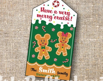 DCL Mickey and Minnie Fish Extender Gift Tag - Christmas Fish Extender - DCL Very Merritime- Mickey Gingerbread- Digital Printable Download