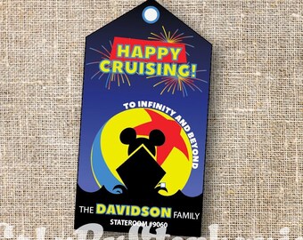 Pixar Day At Sea DCL Cruise - DCL Fish Extender Printable Gift Tag - Pixar Ball Moon and Ship
