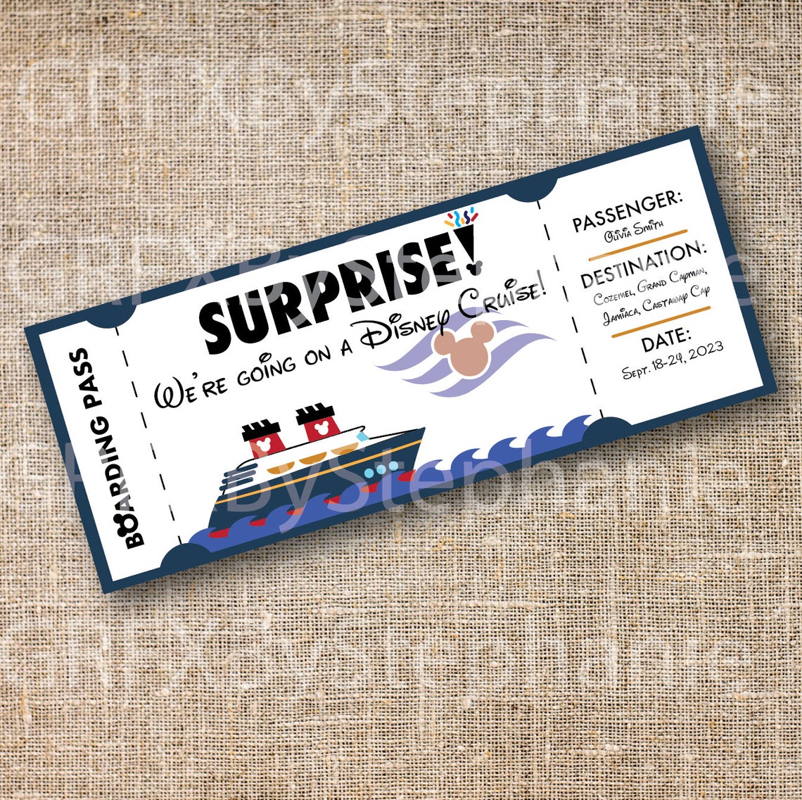 DCL Surprise Mickey Cruise Ticket Custom Printable Boarding - Etsy