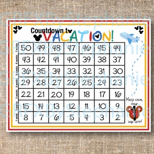 Conto alla rovescia per le vacanze: download stampabile istantaneo di Mickey Magical Vaca