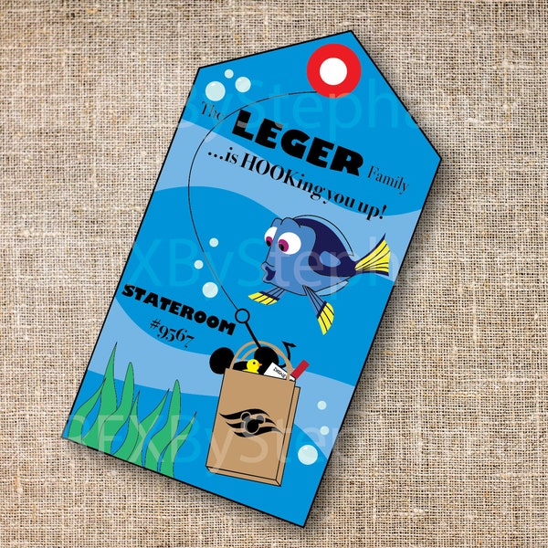 DCL Cruise Fish Extender Pixar Dory Finding Nemo Gift Tag, Personalized Printable Digital Download