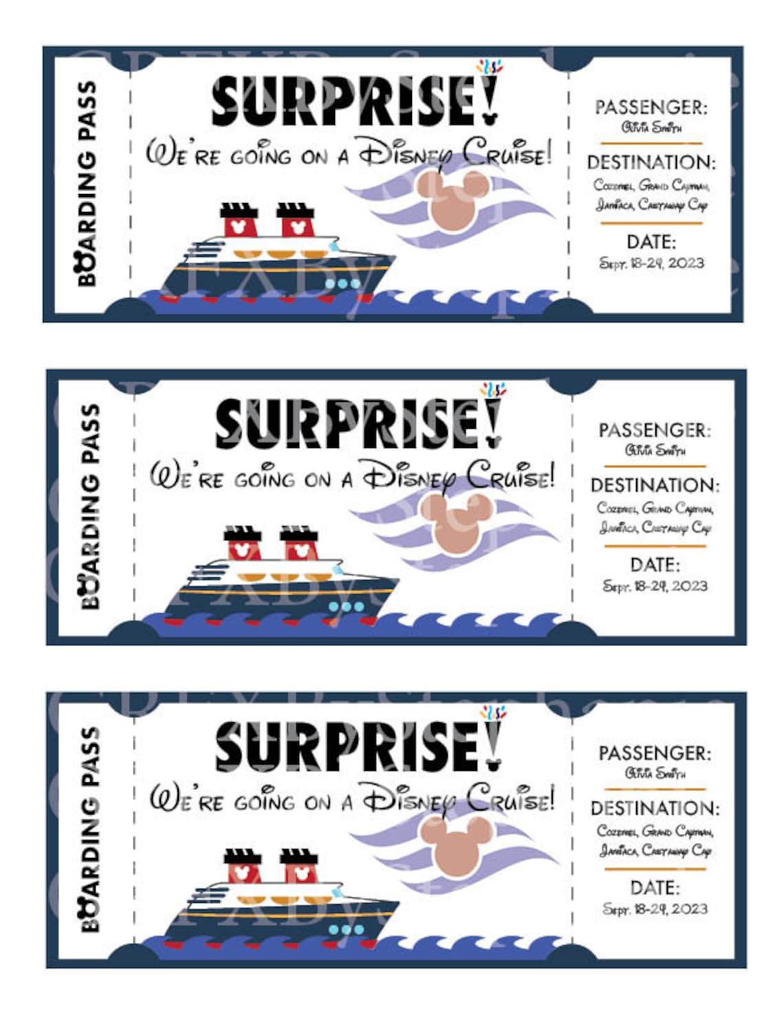 DCL Surprise Mickey Cruise Ticket, Custom Printable Boarding Pass - Etsy
