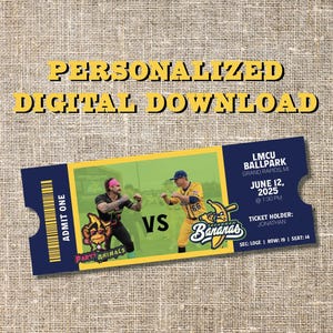 Savannah Bananas VS Party Animals Personalisierte druckbare Tickets, anpassbare Sportveranstaltung