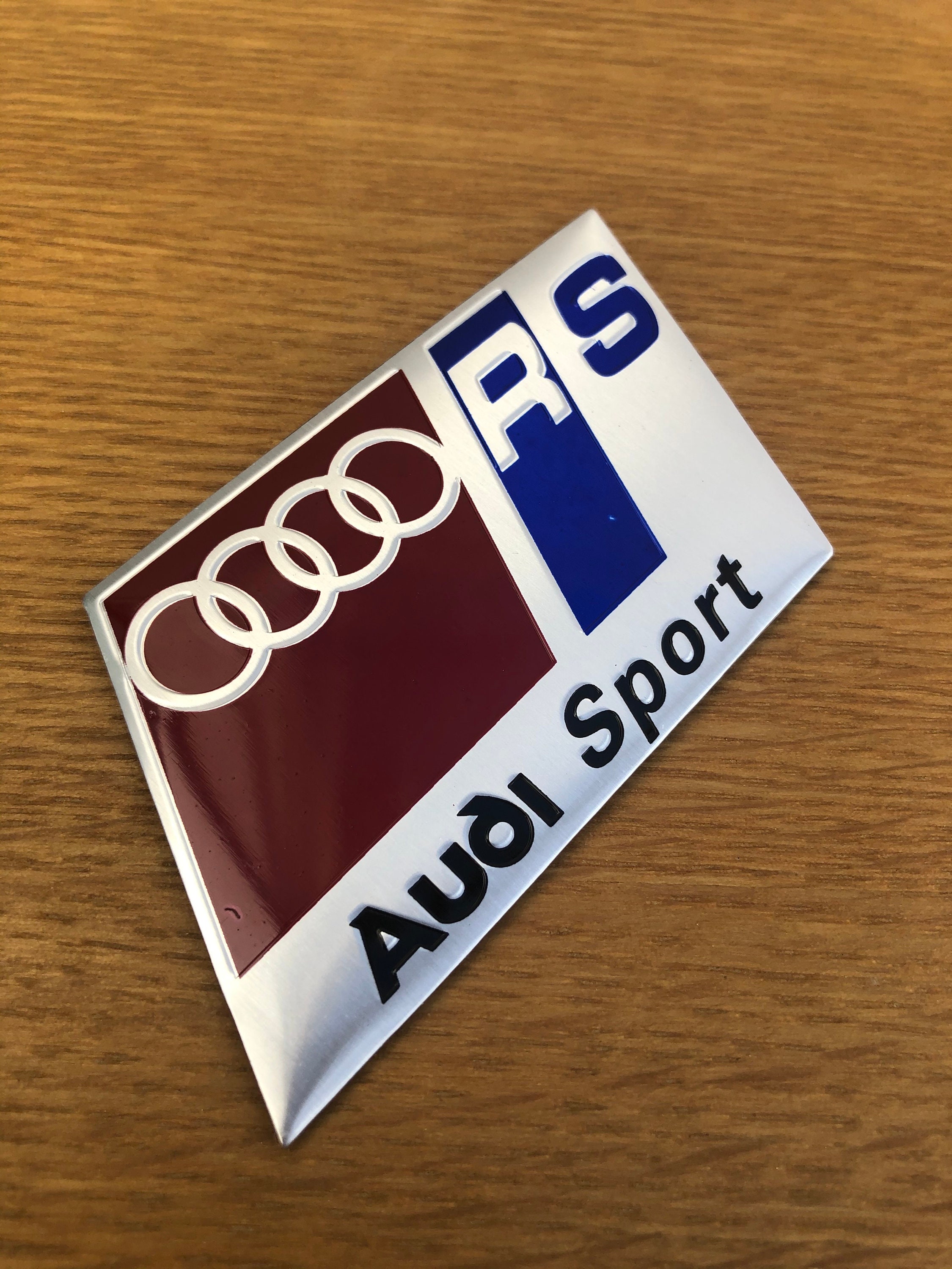 Audi Sport RS Emblem Badge Sticker Logo Self Adhesive Metal Finish 