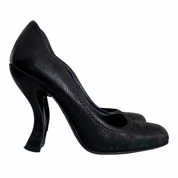 Authentic Vintage Chanel Black Shoes Heels Size 7.5 10020 