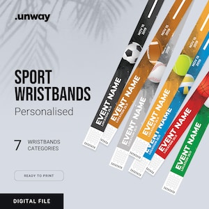 7 Sport Wristbands, Personalised Wristbands, Custom Wristbands, Personalised Bracelet, Custom Bracelet, Event Wristbands, Digital Download
