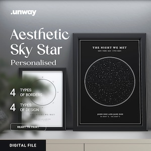 Estrella del cielo estética, póster personalizado, póster personalizado, texto personalizado, texto personalizado, póster de regalo, regalo de aniversario, regalo del día de la mujer