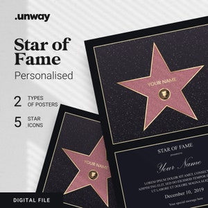 Estrela da Fama, Pôster Personalizado, Pôster Personalizado, Personalizado, Texto Personalizado, Pôster, Presente de Aniversário, Dia da Mulher, Casamento, Presente de Páscoa