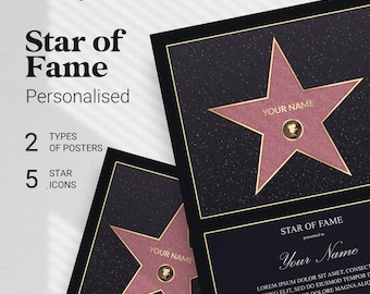 Star of Fame, Personalised Poster, Custom Poster, Personalised Text, Custom Text, Poster Gift, Anniversary Gift, Digital Download