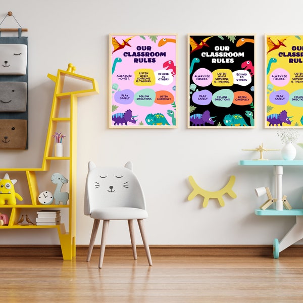 18 Our Classroom Rules Educational Posters | Montessori Classroom Wall Decor | Printable Posters Preschool | Classroom Decoration 3 Colors