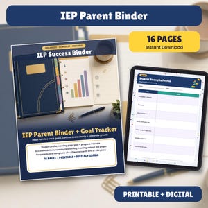 IEP Binder for Parents & Goal Tracker, Special Education Parent Organizer, IEP Meeting Prep, Progress Monitoring, 504 Plan Printable