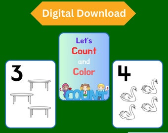 Toddler Activities Montessori Counting, Numbers Activity Book, Toddler Quiet Book, Toddler Busy Book Printable, Kids Activity Worksheets