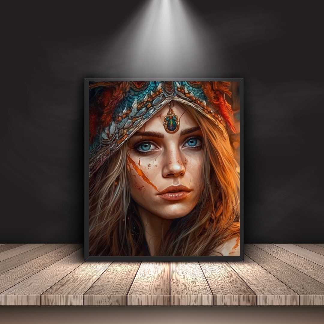 Printable Boho Girl Wall Art, Art, Digital Download, Printable Home