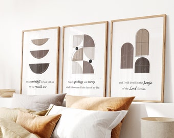 Set of 3 Psalm 23 Abstract Christian Wall Art Digital Download Christian Modern Wall Decor Neutral Bible Verse Wall Art Printable Psalm 23