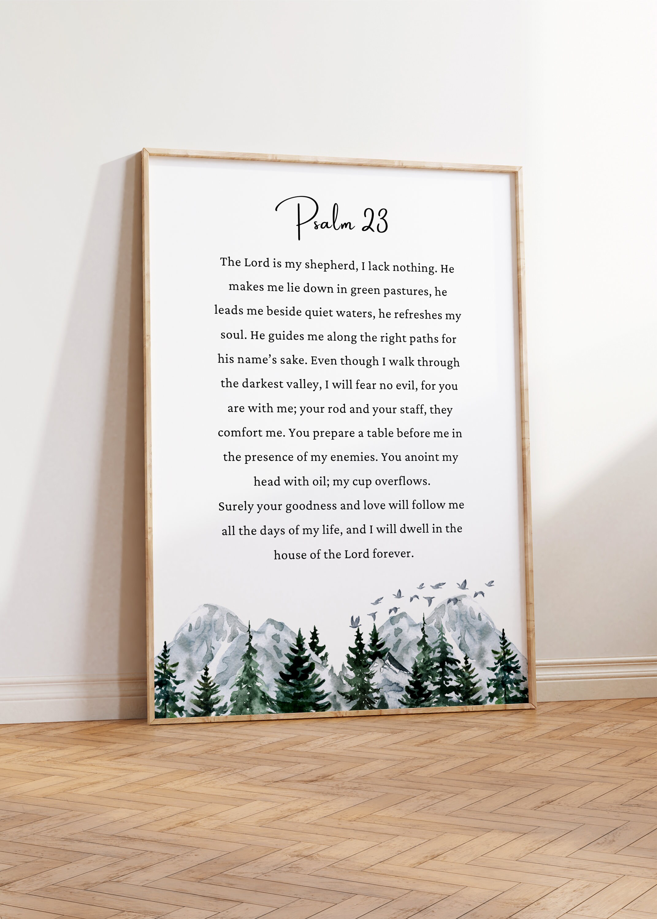Psalm 23 the Lord is My Shepherd Wall Art Printable Watercolor Mountain ...