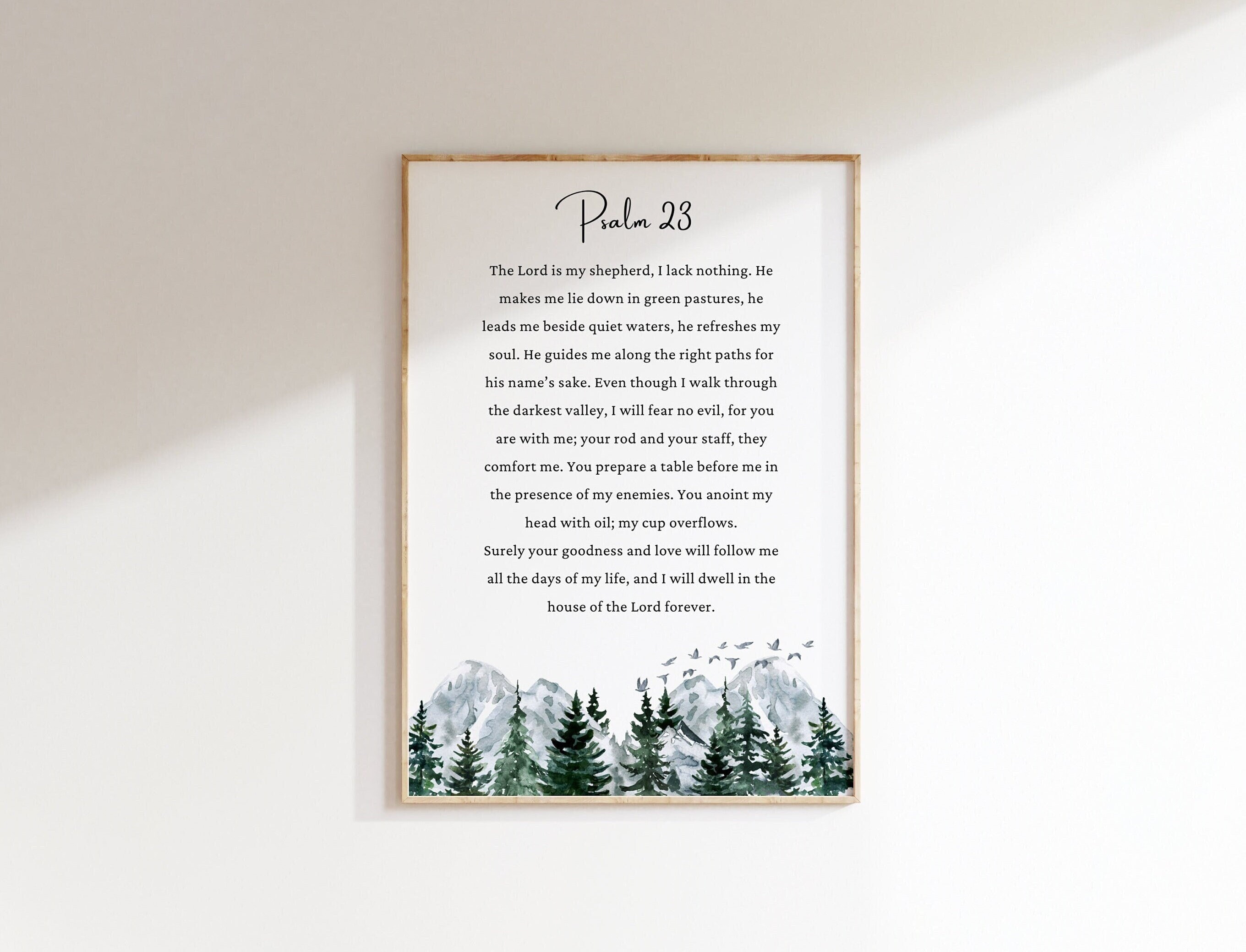 Psalm 23 the Lord is My Shepherd Wall Art Printable Watercolor Mountain ...