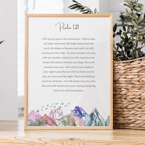 Psalm 121 Bible Verse Wall Art I Lift My Eyes To The Mountains Printable Watercolor Wall Art Psalm 121 Printable Christian Home Decor