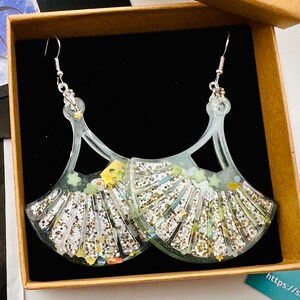 Handmade Glitter Resin Dangle Earrings: Boho Chic Hypoallergenic Jewelry