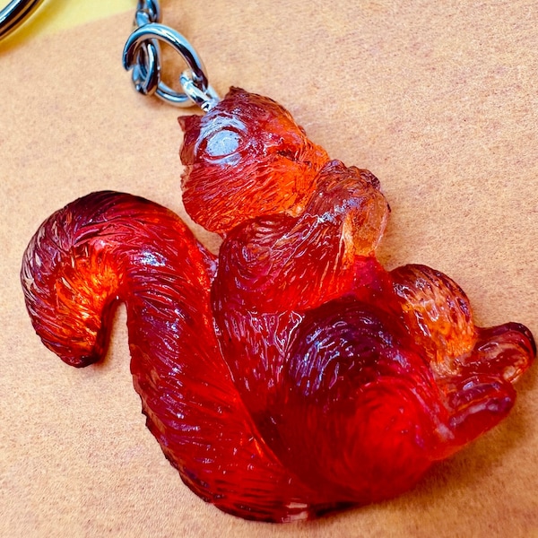 Squirrel keychains, Animal Keyring, resin bag charm, cute jewellery Cellphone Lanyard, handmade accessories, UK seller, funny zipper charms