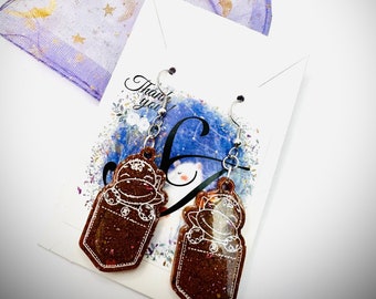 Handmade Resin Dinosaur Earrings, Novelty Animal Dangle, Nickel Free