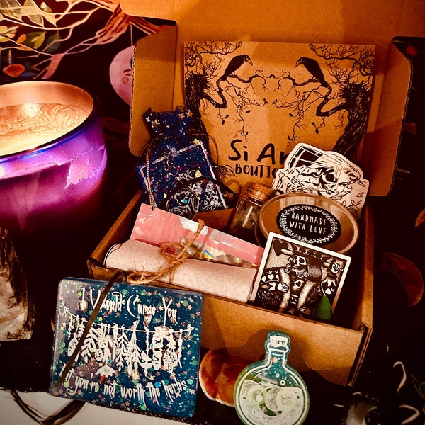 Boîte mystère sorcière sorcellerie traditionnelle Wicca Noël anniversaire sorcière cadeau gothique débutant boîte / boîte à secrets sorcière / boîte mystère sorcière