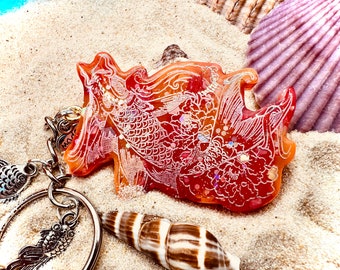 Carpa Koi Lucky Red Fish handmade keychain/ Japanese bag charm / ciondolo portachiavi / borsa realizzato a mano / phone case decor keyring