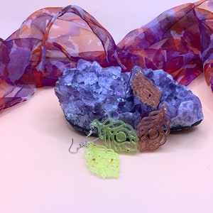 Leaf shape earrings handmade in epoxy resin orange earrings yellow Earrings / Birthday present / Summer Party perfect gift for her